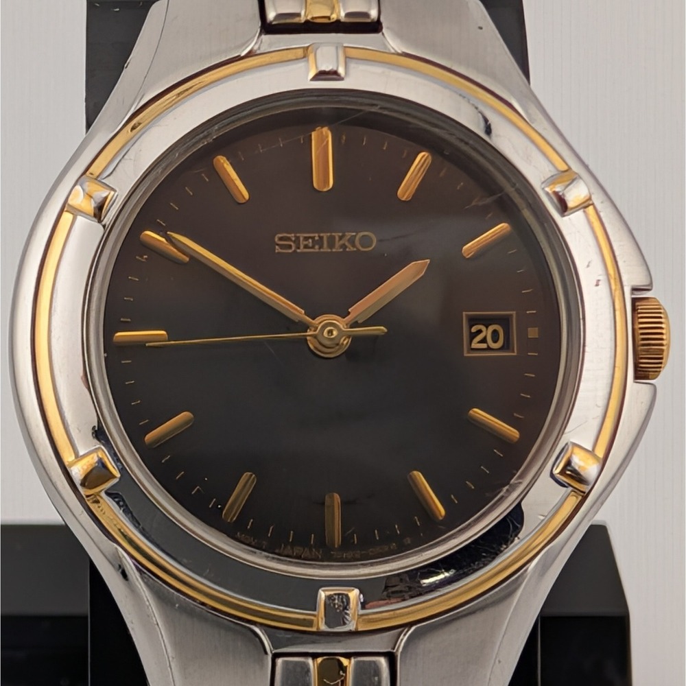 Seiko 7N82-0EN0 Two Tone Charcoal Sunburst Dial Date Watch 26mm - Picture 2 of 10